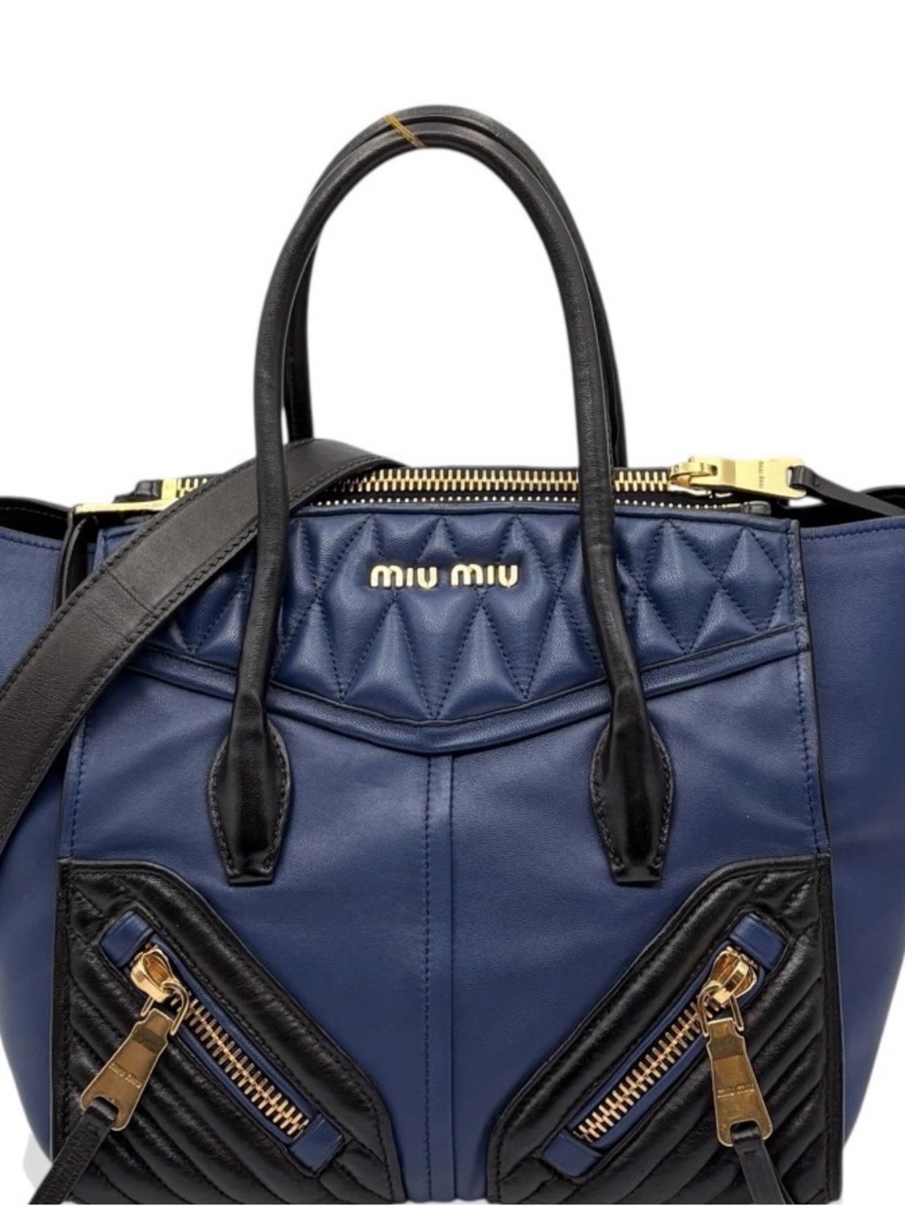 Miu Miu Blue & Black Biker Bag / Tote